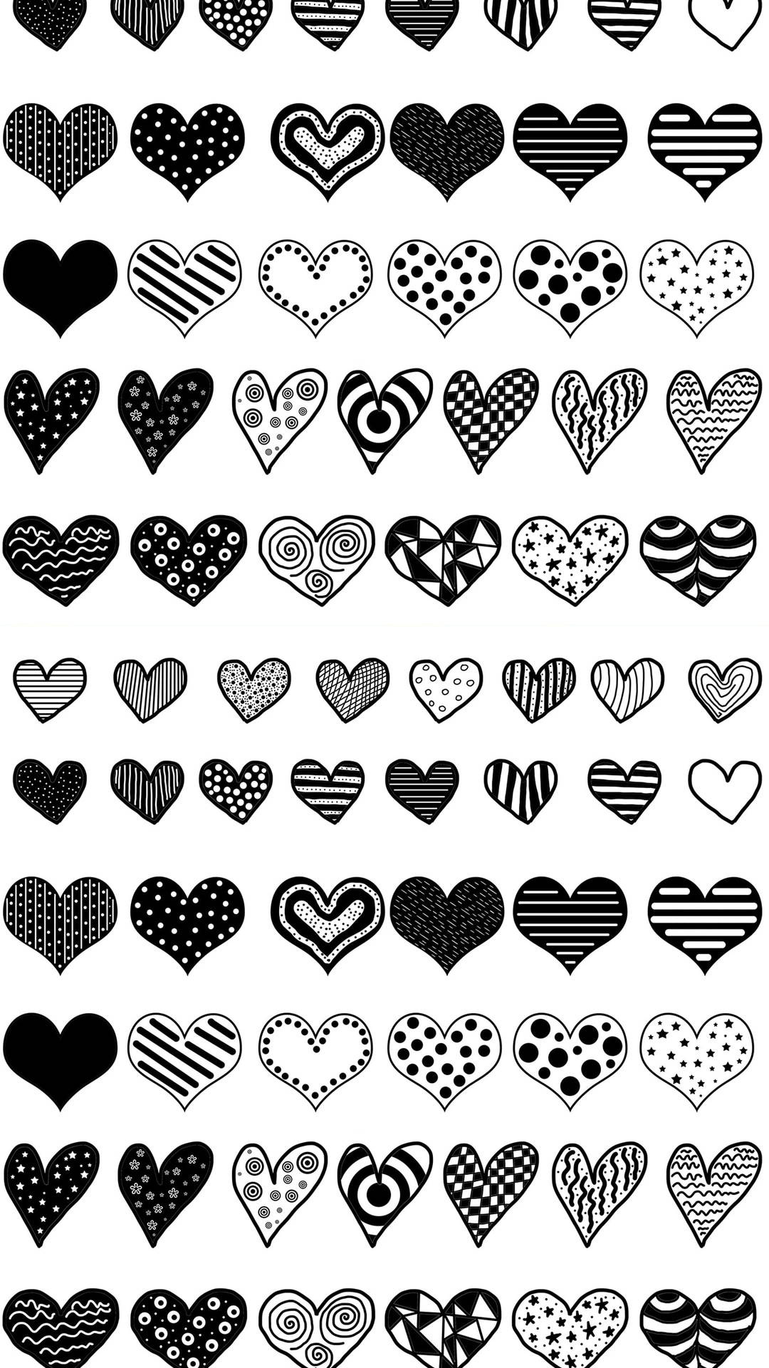 Black And White Heart Variations Background