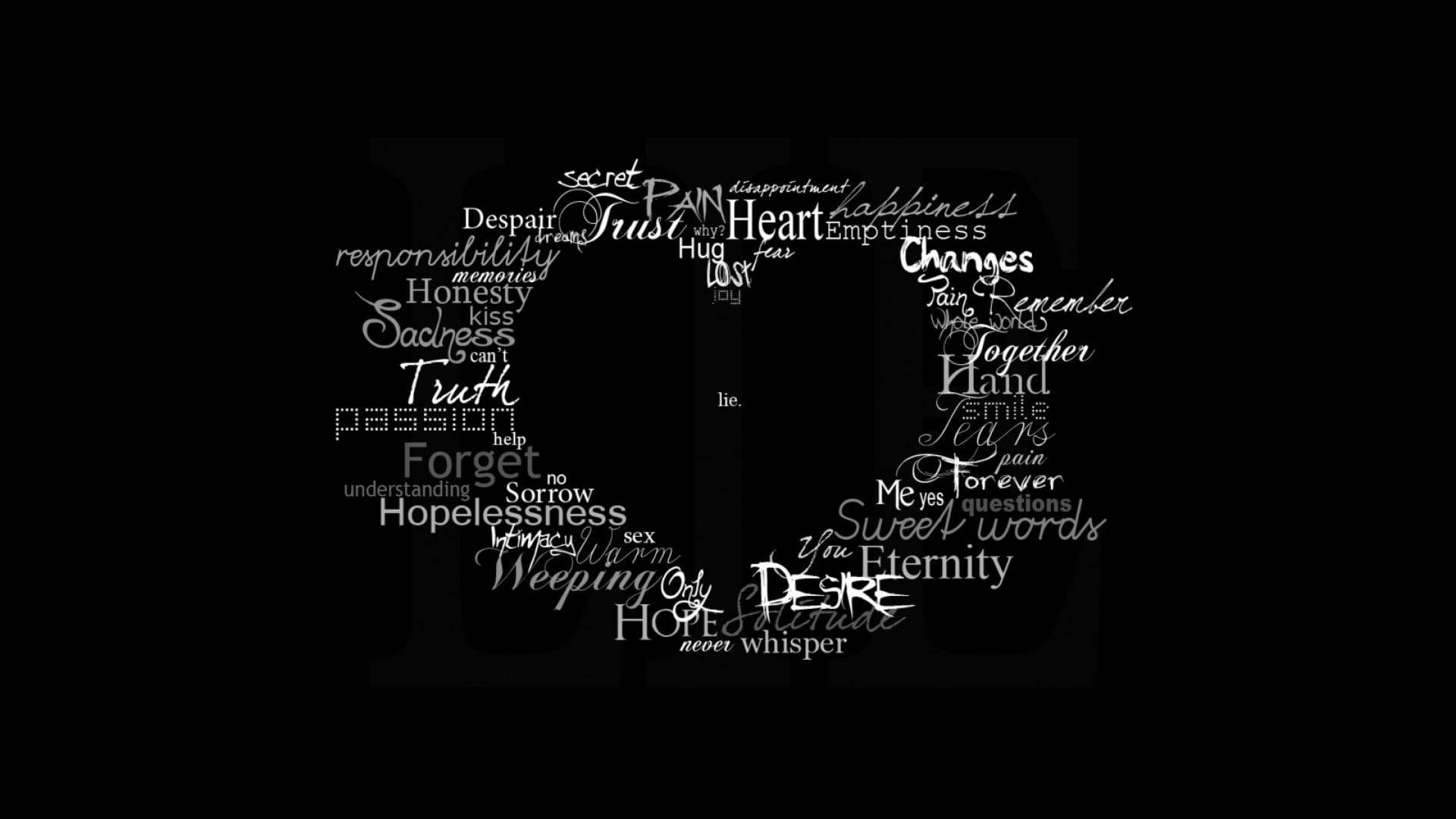 Black And White Heart Words Background