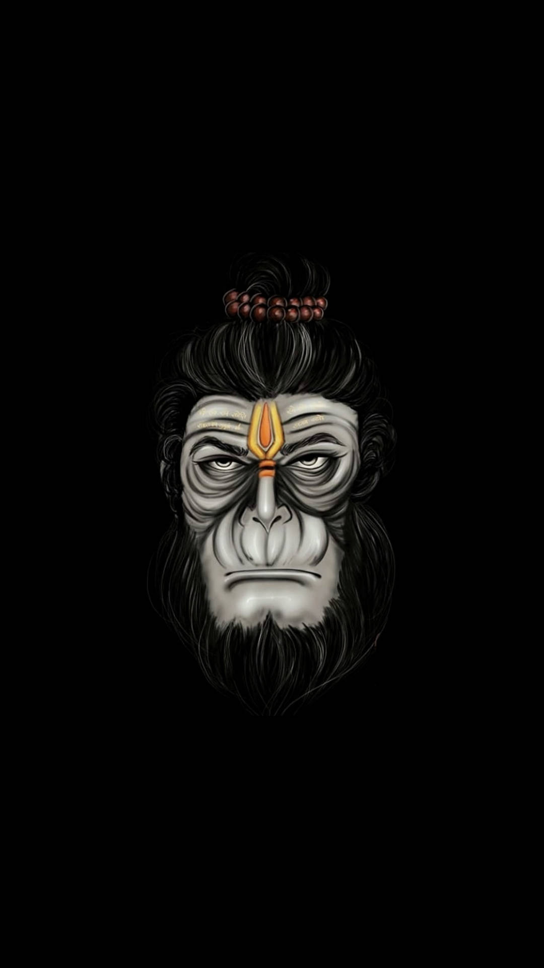 Black And White Hindu God Hanuman Phone Background