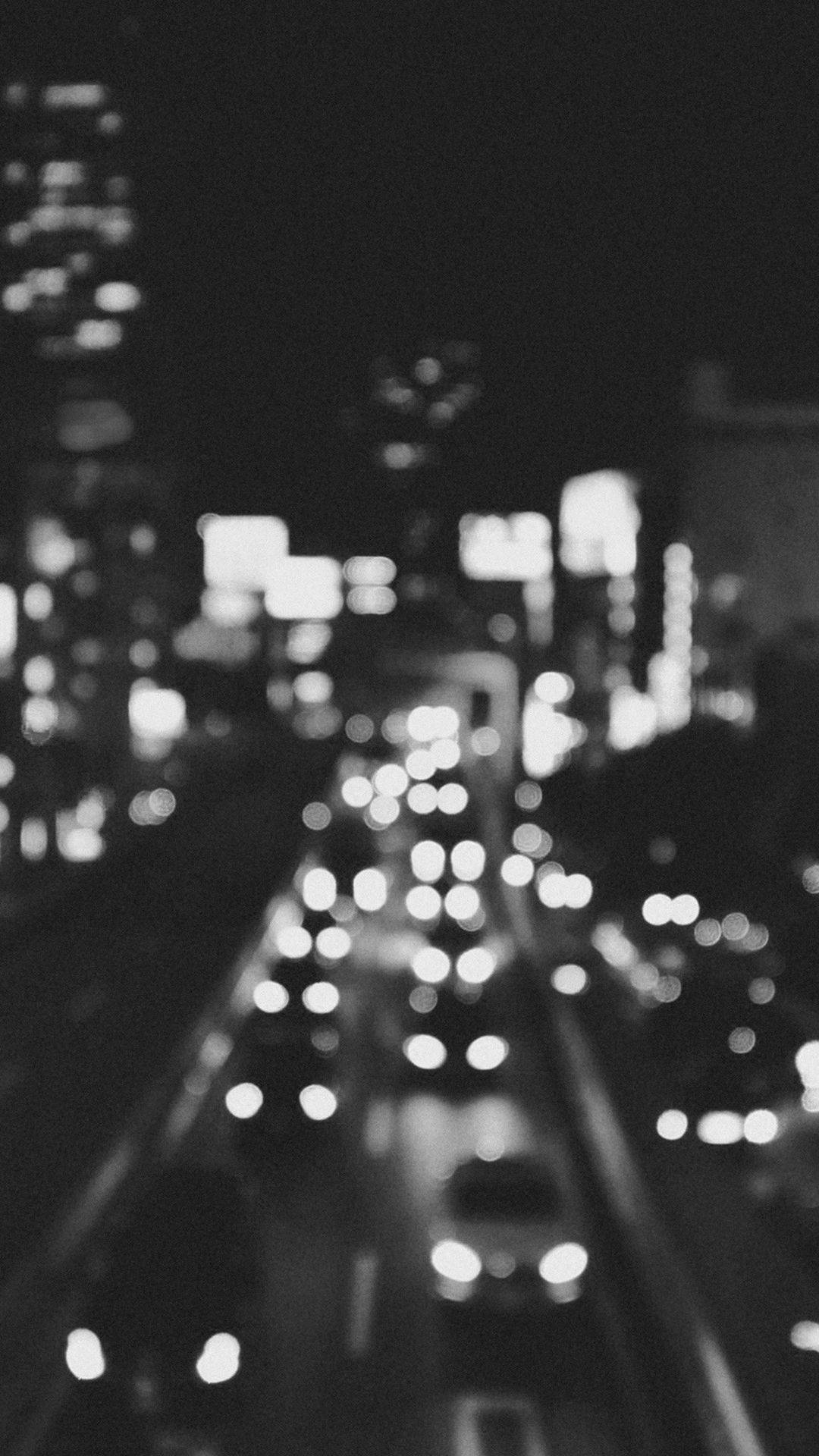 Black And White Iphone Blurry City Lights