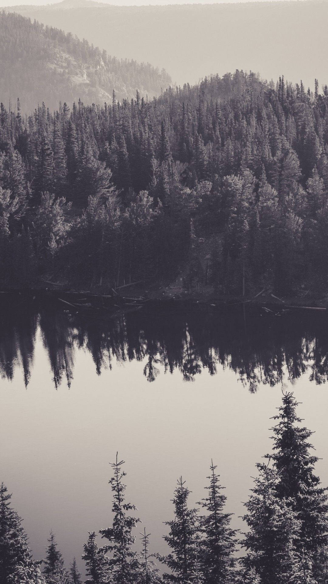 Black And White Iphone Canada Lake Background