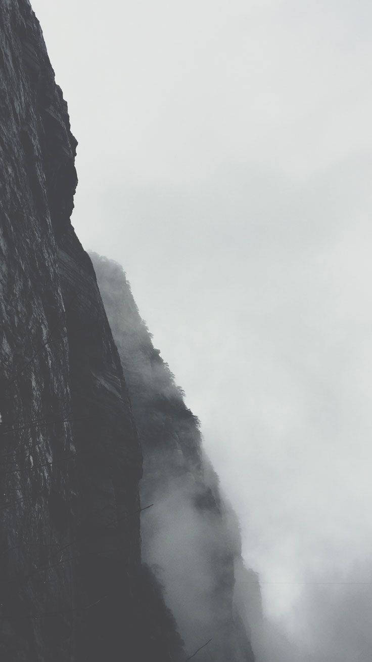 Black And White Iphone Mountain Cliff