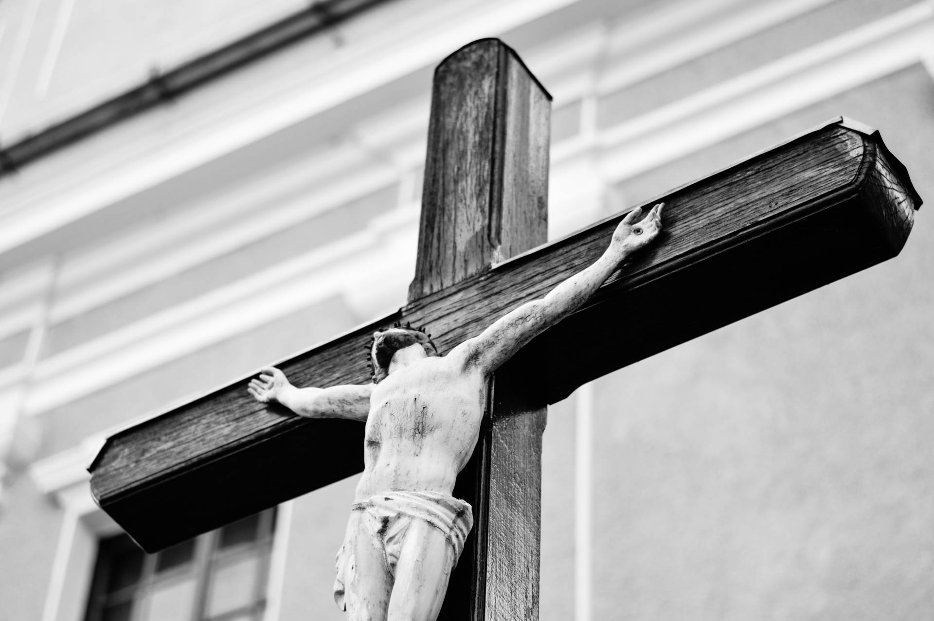 Black And White Jesus On Cross Photo Background