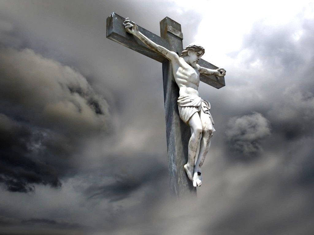 Black And White Jesus On The Cross Background