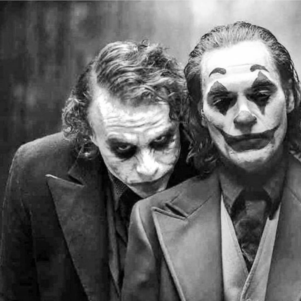 Black And White Joker Joaquin And Heath Background