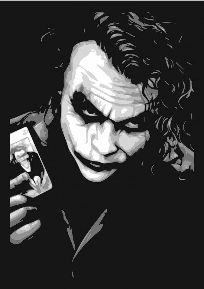 Black And White Joker With A Card Background