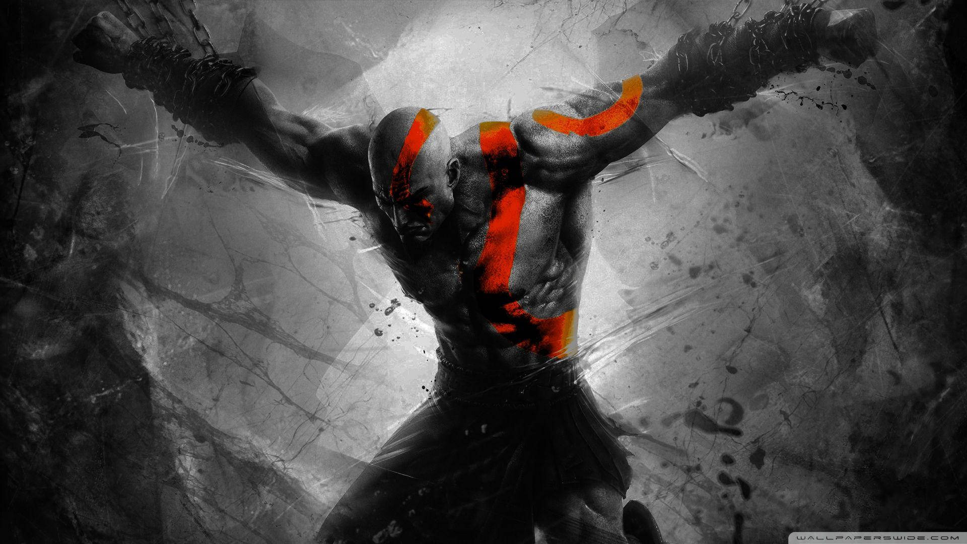 Black And White Kratos Of God Of War Background