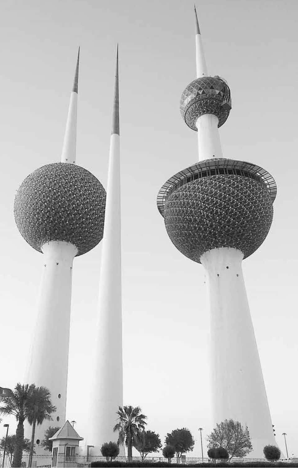 Black And White Kuwait Towers Phone Background