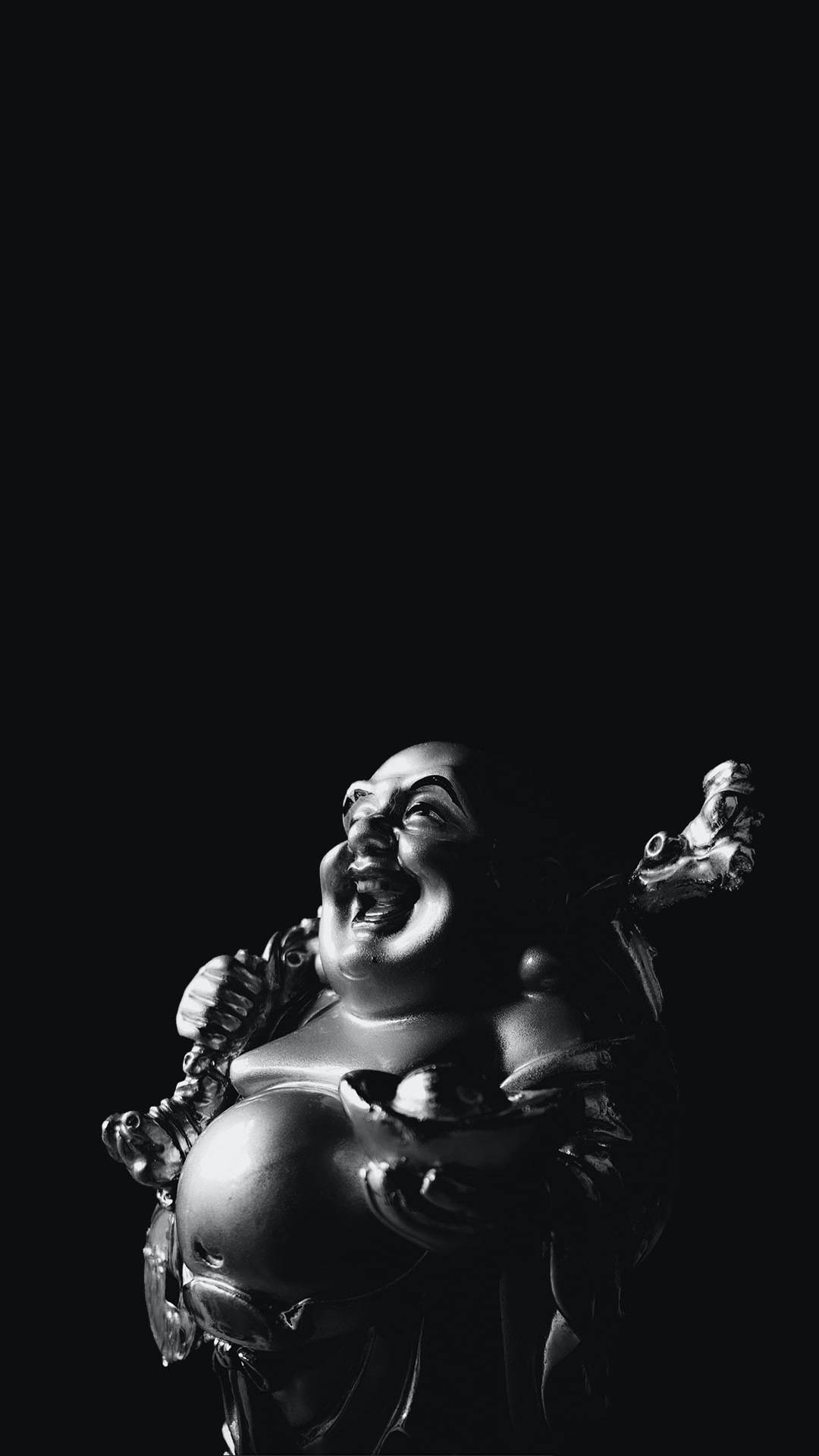 Black-and-white Laughing Buddha Background