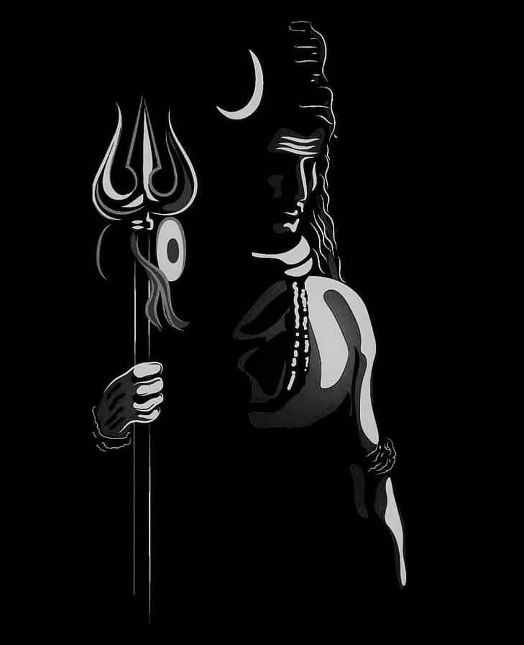 Black-and-white Mahadev Rudra Avatar Outline Background