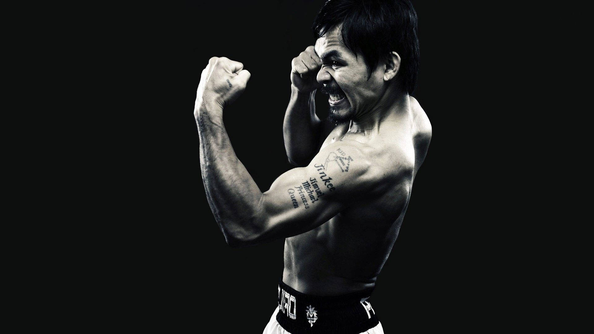 Black And White Manny Pacquiao Boxing Background