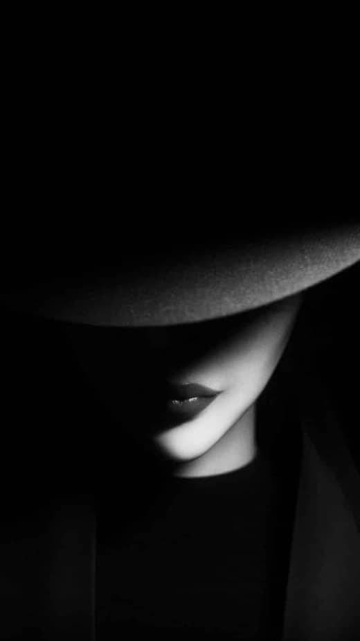 Black And White Mysterious Lady Digital Art