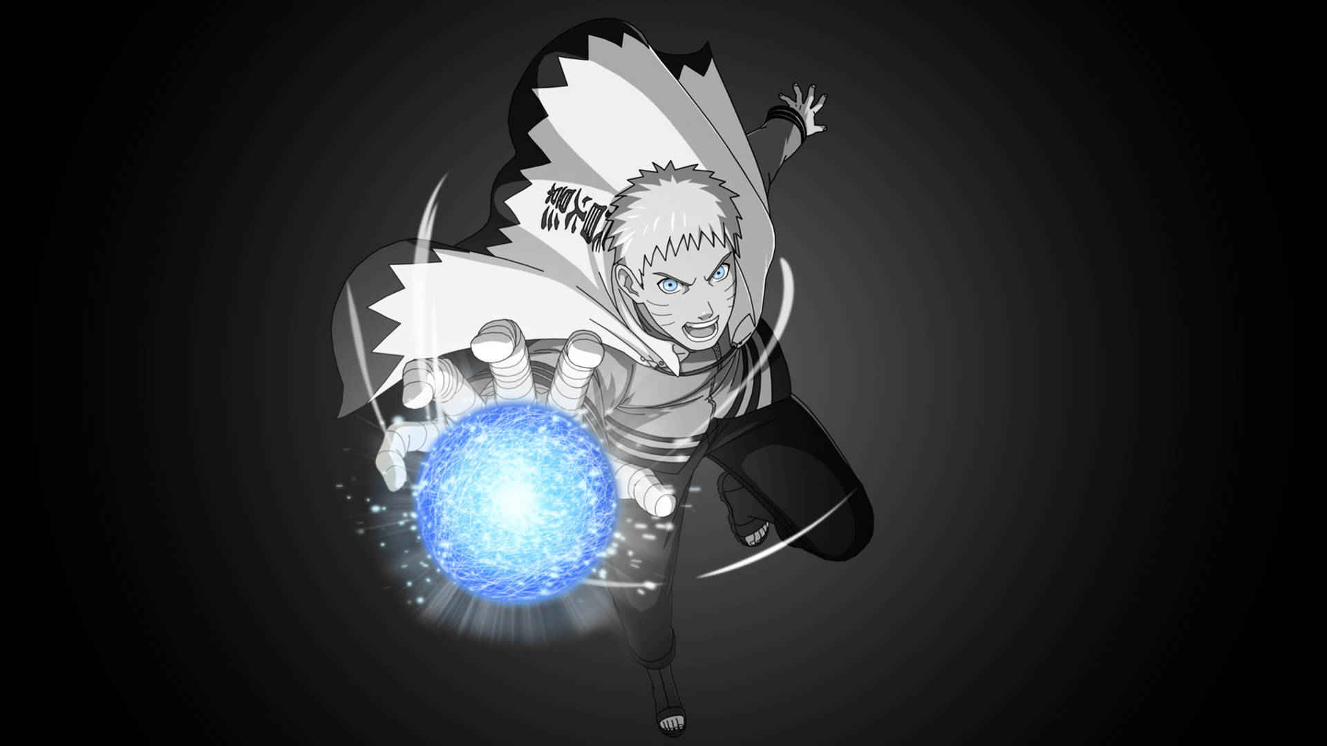Black And White Naruto Charging Rasengan Background