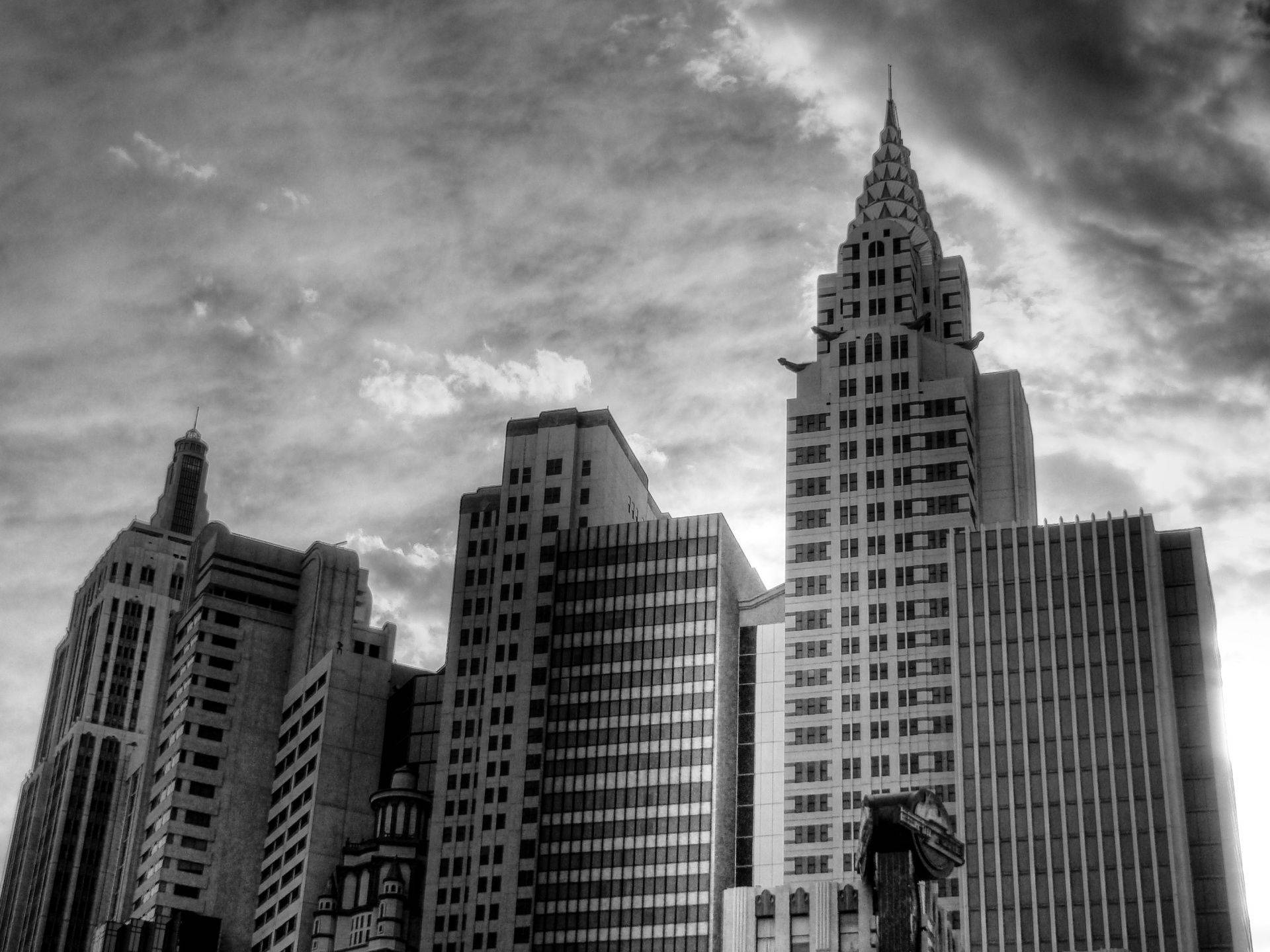 Black And White New York Art Deco Buildings Background