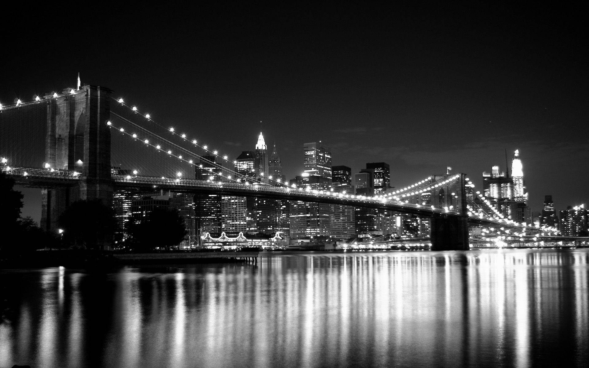 Black And White New York Brooklyn Bridge Background