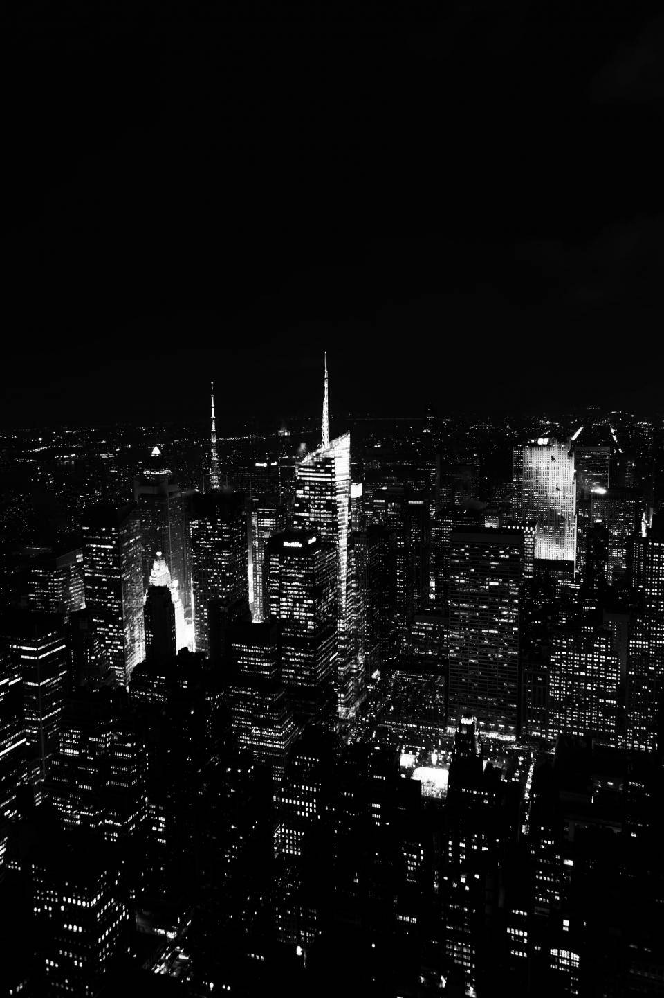 Black And White New York City Night View