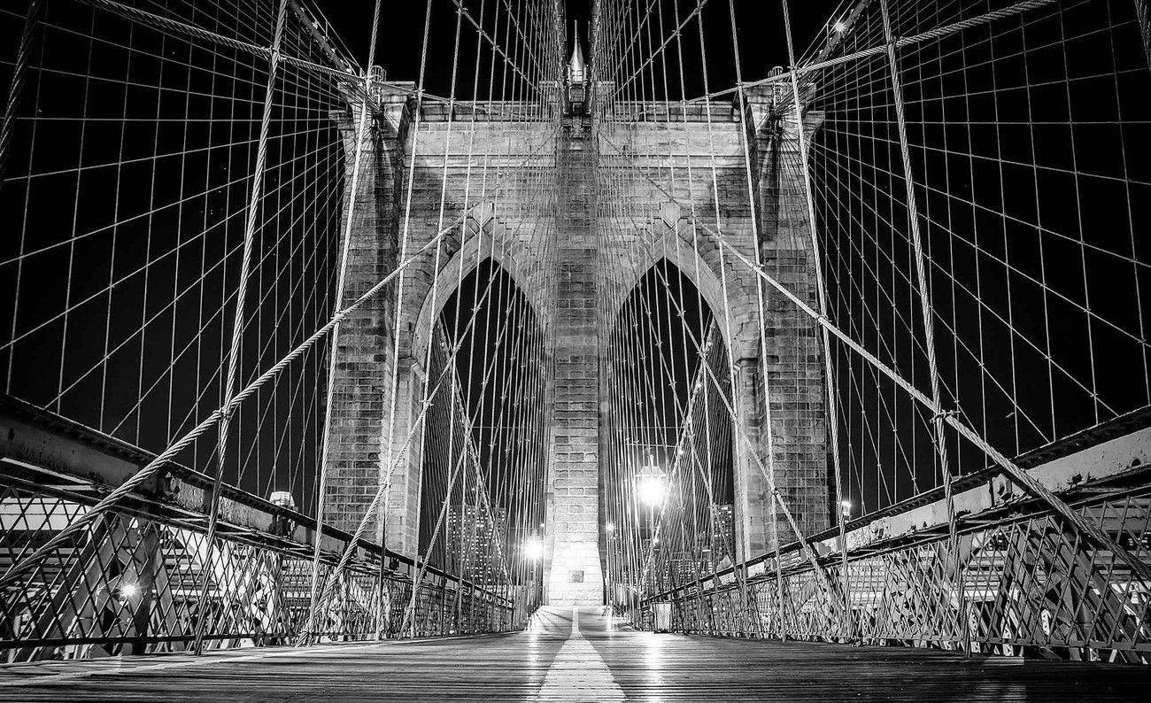 Black And White New York Empty Bridge Background