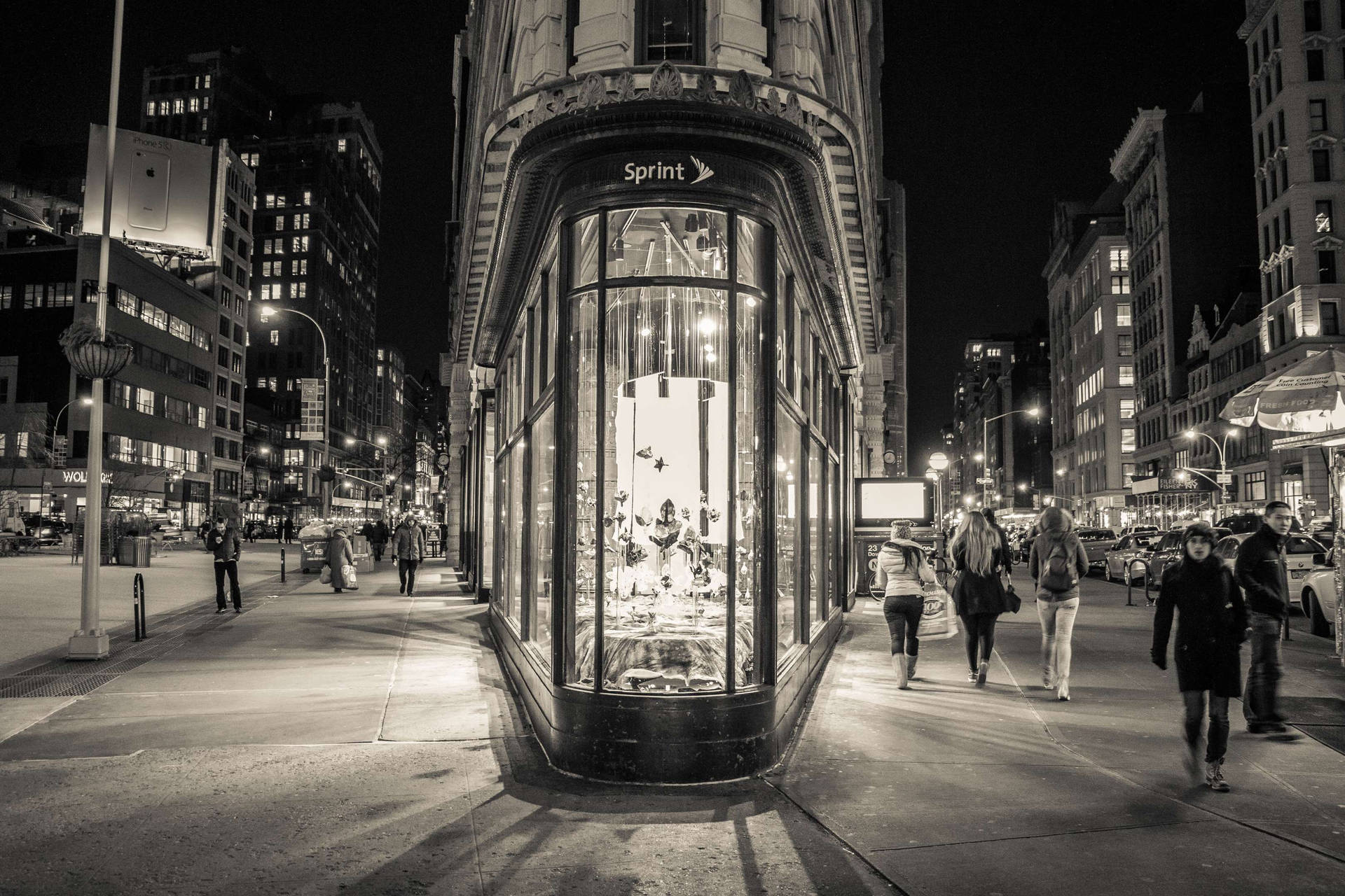 Black And White New York Flatiron Building Background