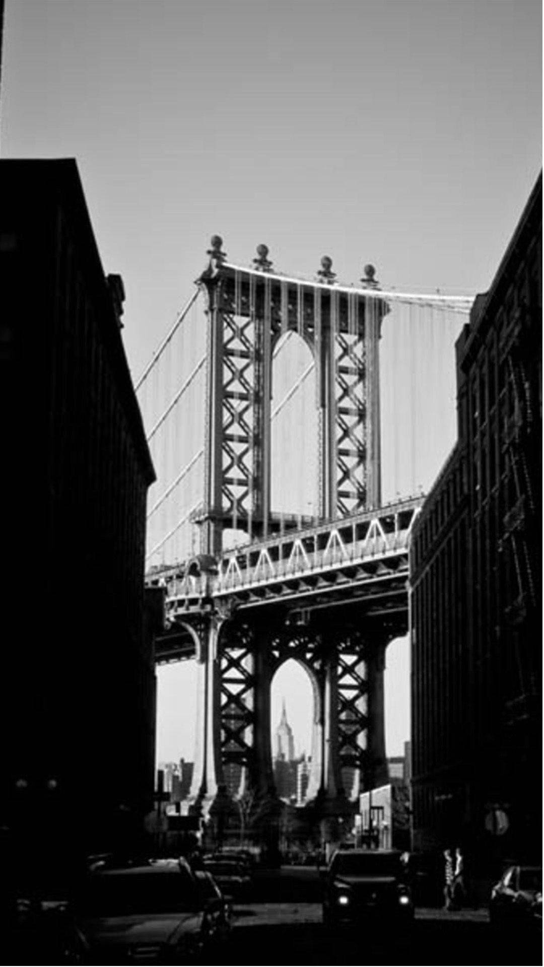 Black And White New York Manhattan Bridge Background