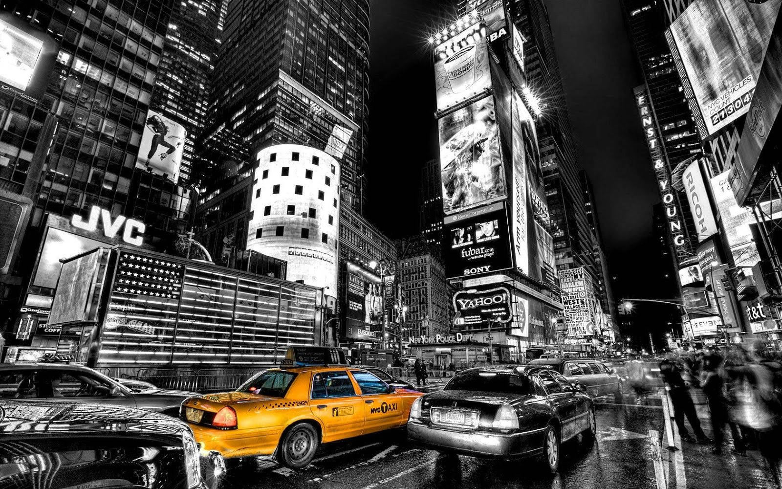 Black And White New York Night Street Background