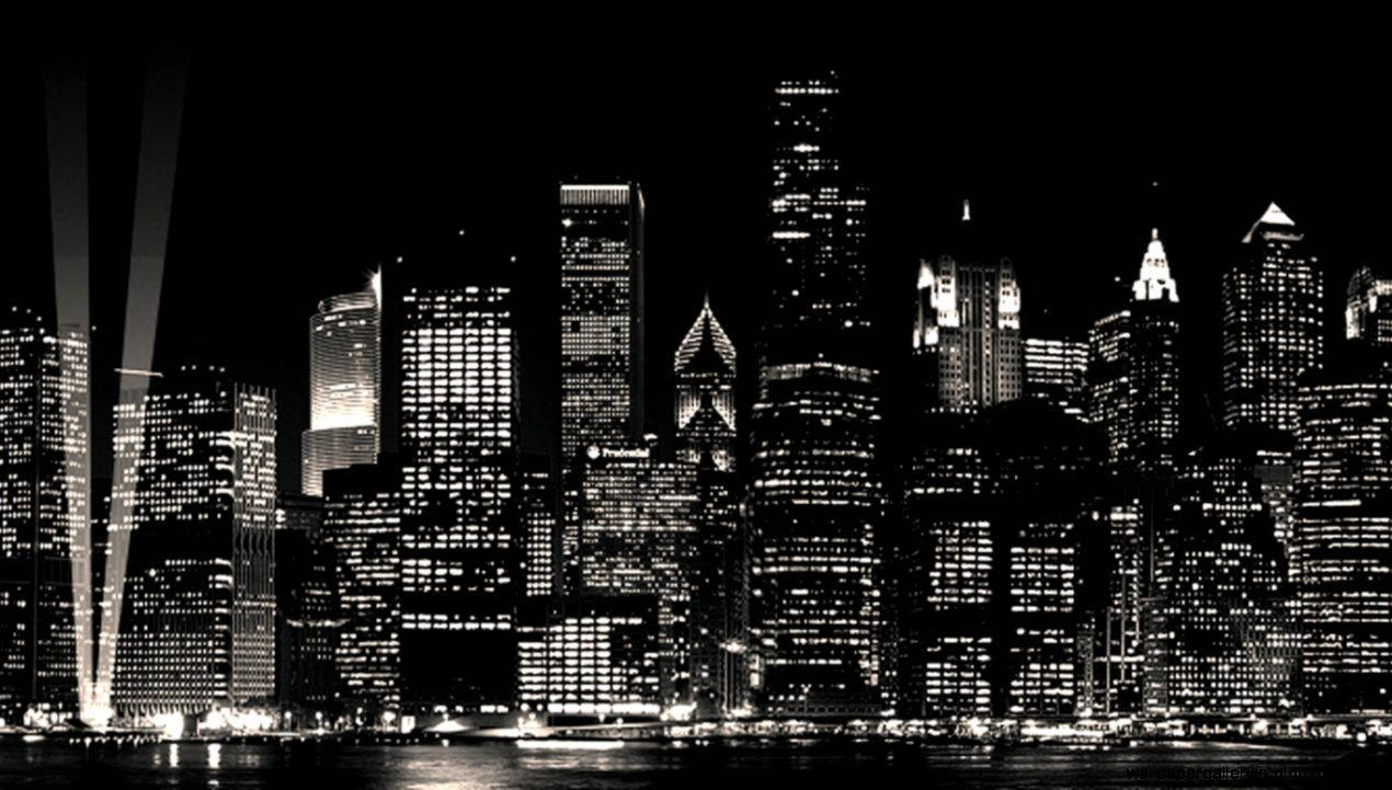 Black And White New York Night View Background