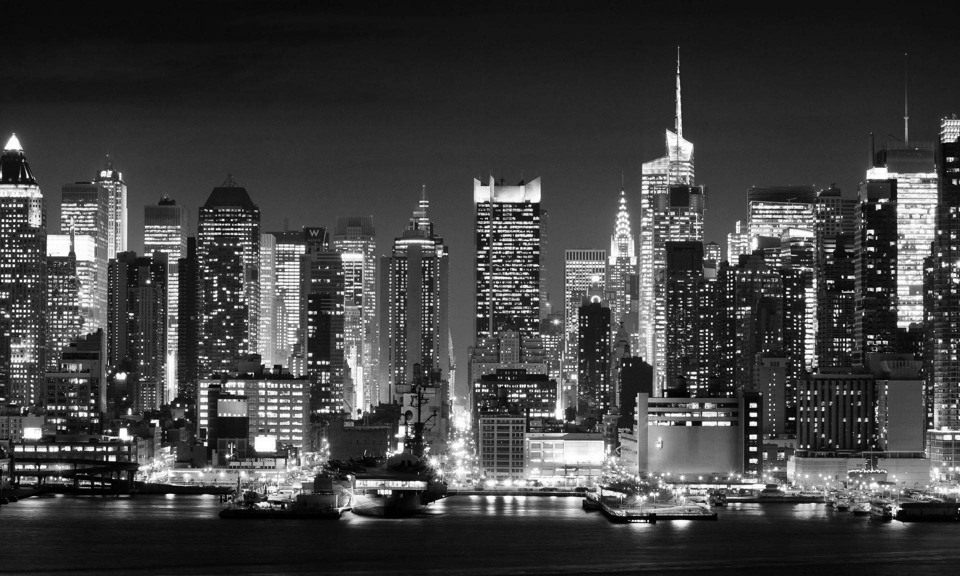 Black And White New York Precise Urban Background