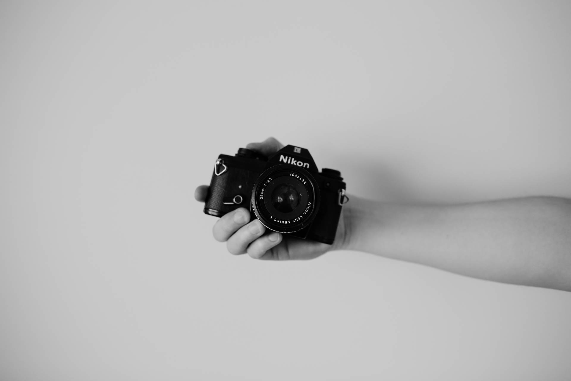 Black And White Nikon Camera Photography Background