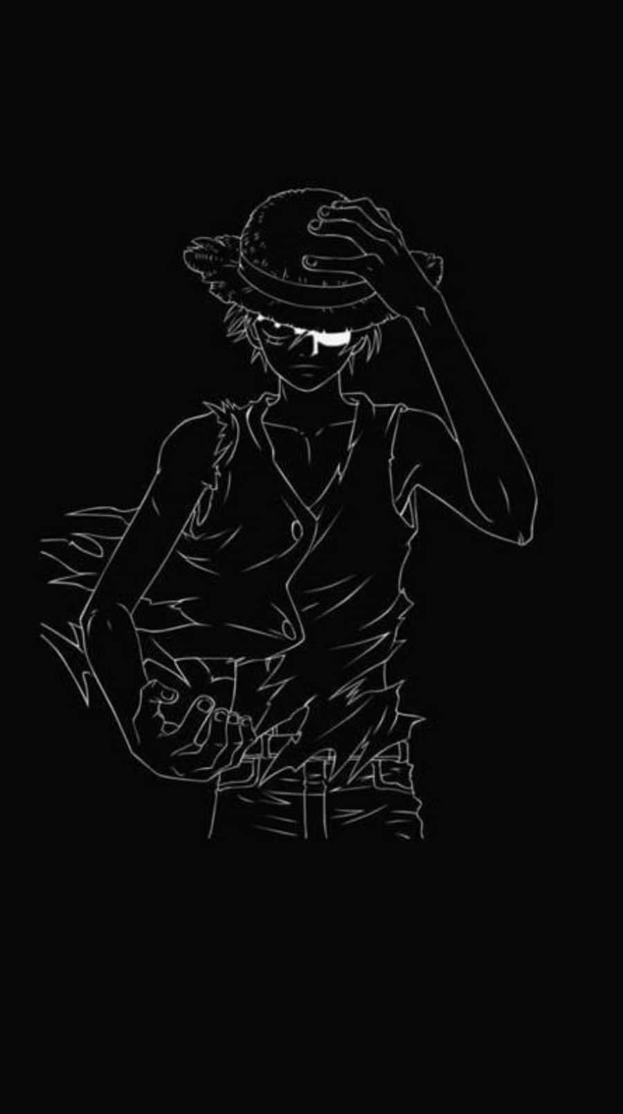 Black And White Outline Art Of Luffy Phone Background