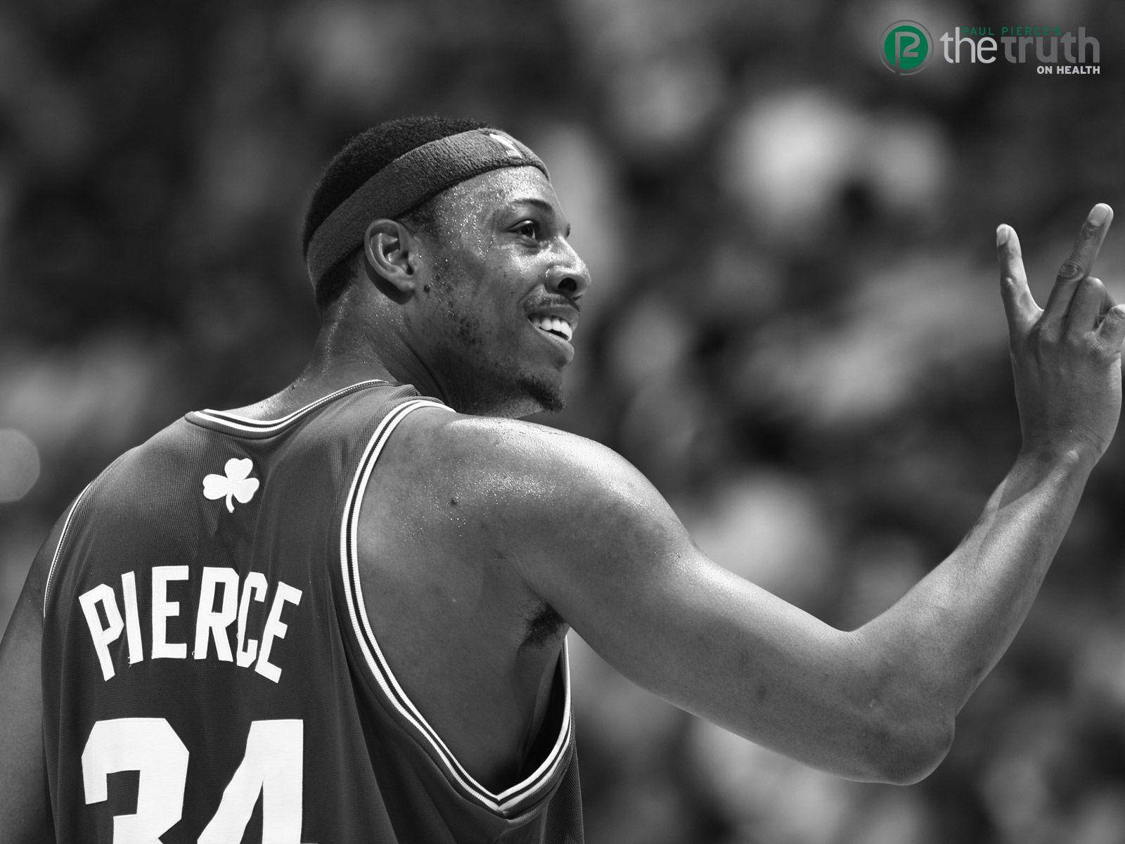 Black And White Paul Pierce Peace Sign Background