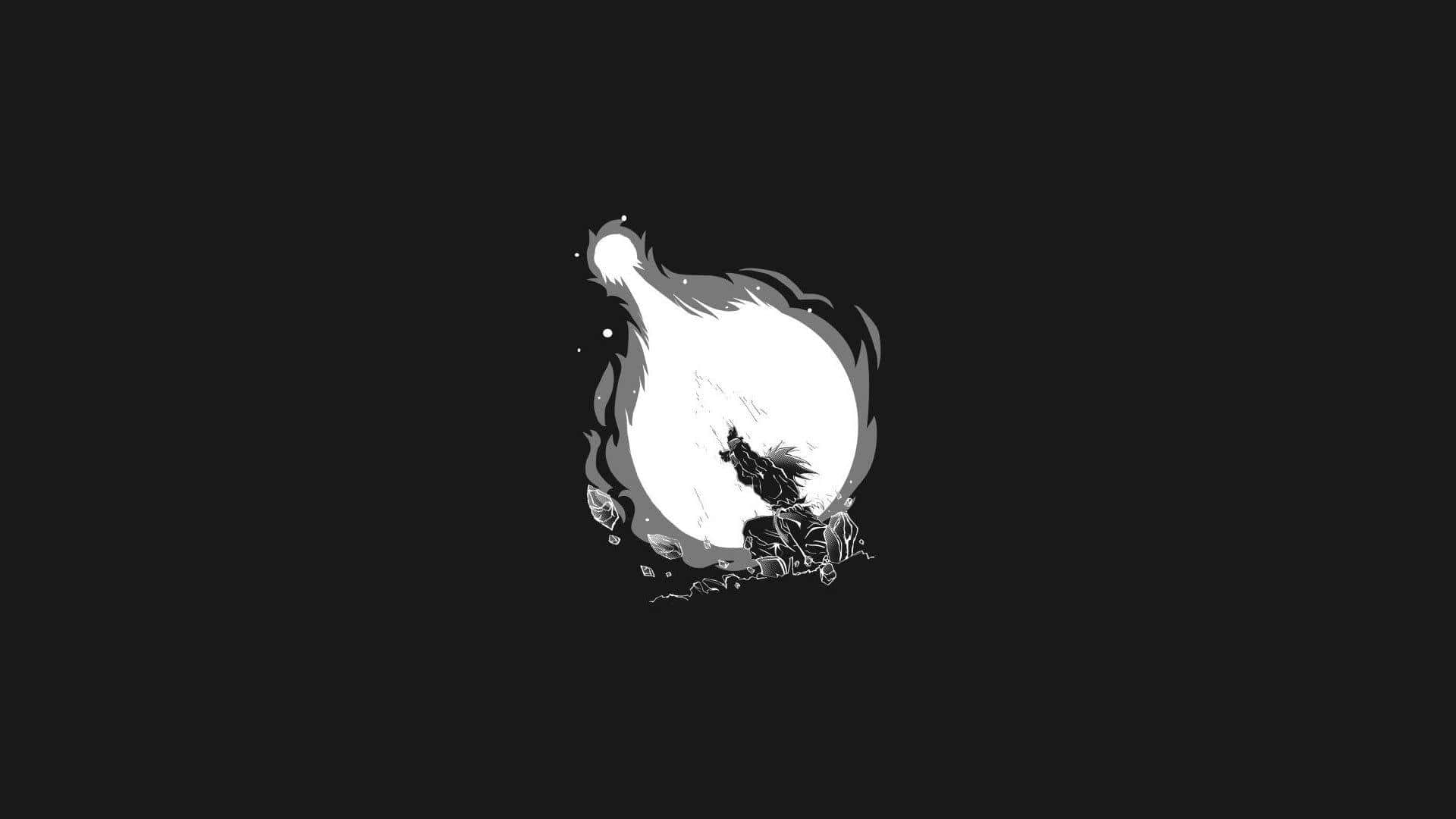Black And White Pc Goku Kamehameha Background