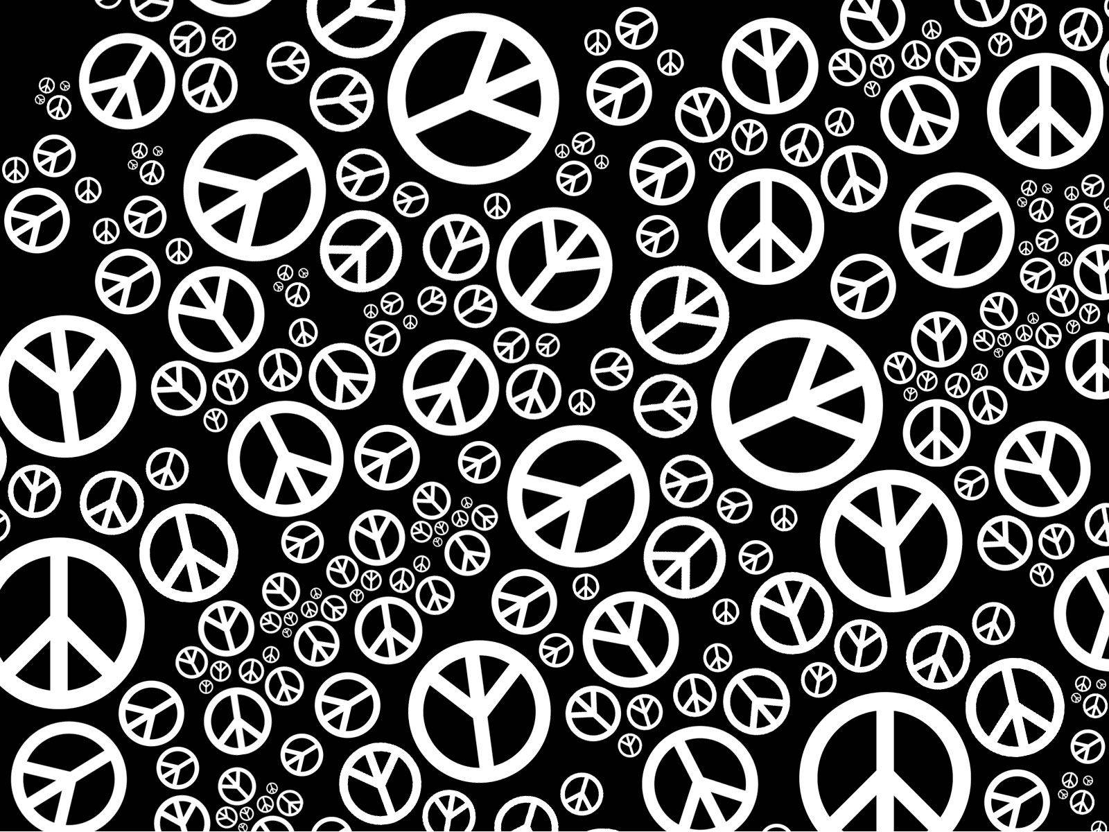 Black And White Peace Symbols Background
