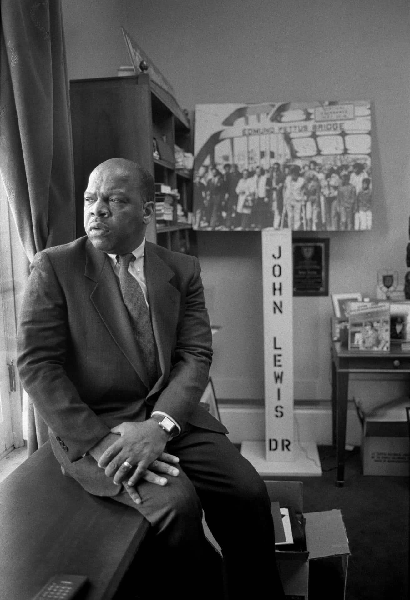 Black And White Photo Of John Lewis Background
