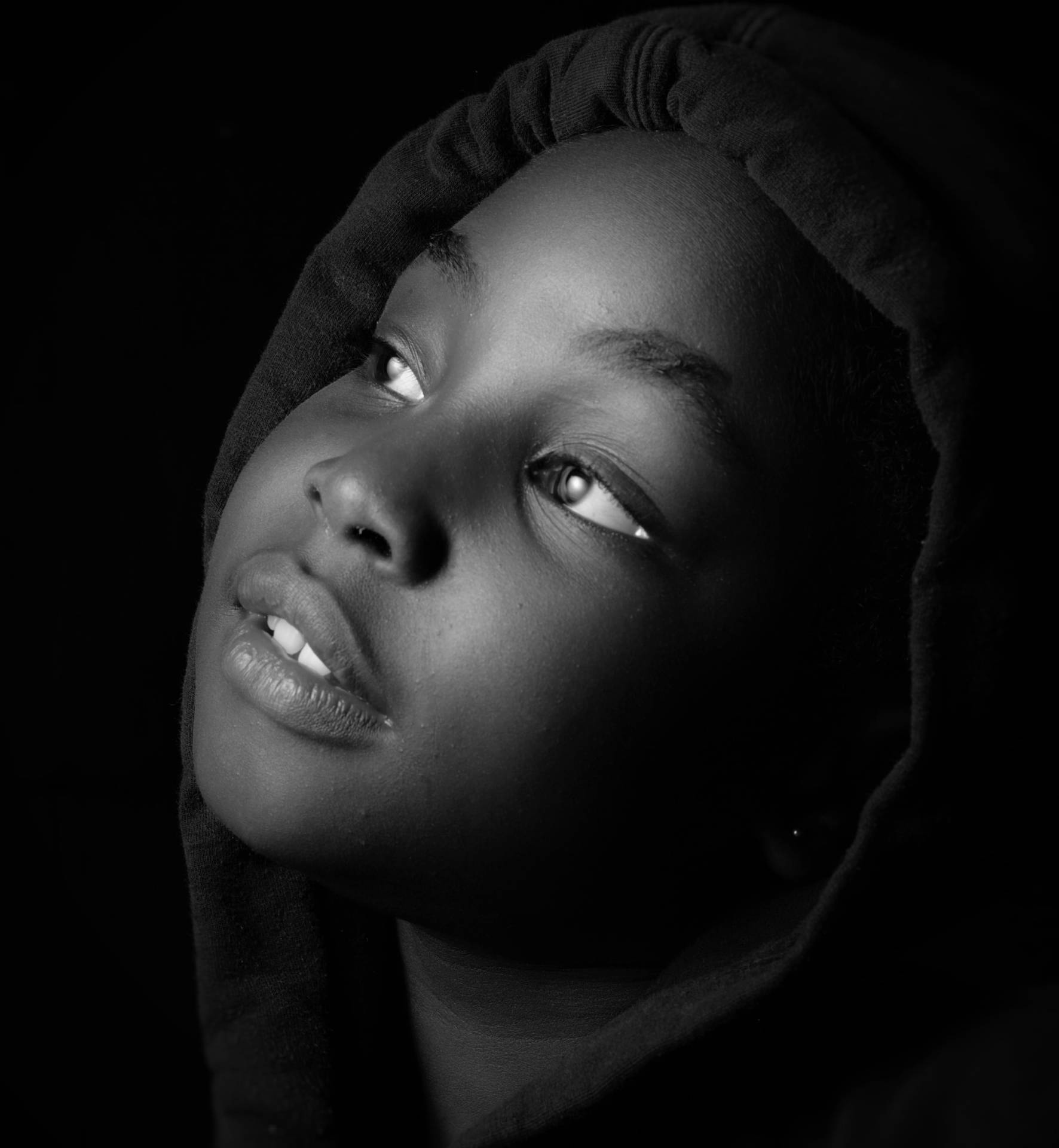 Black And White Portrait Headshot Of A Child