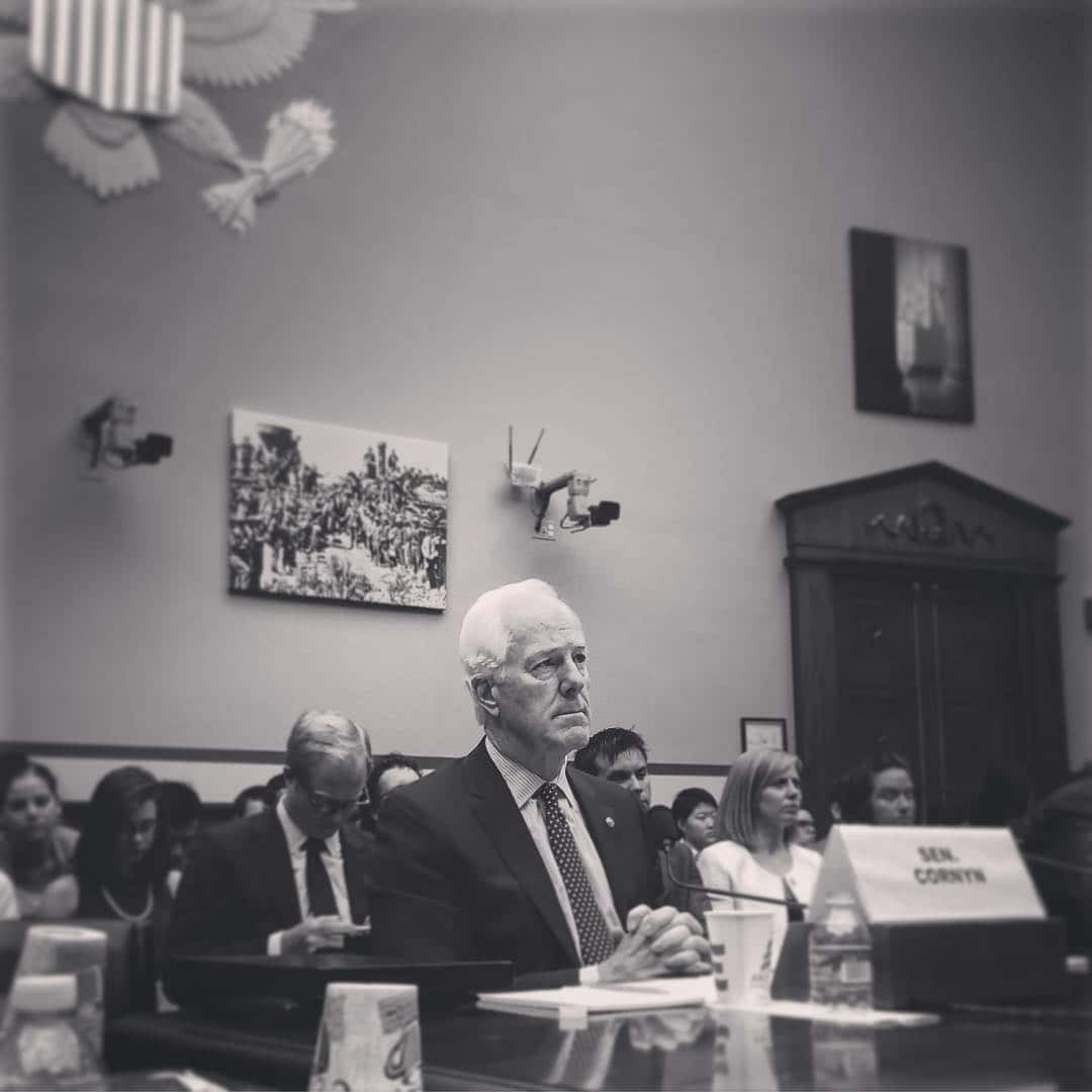 Black And White Portrait Of John Cornyn
