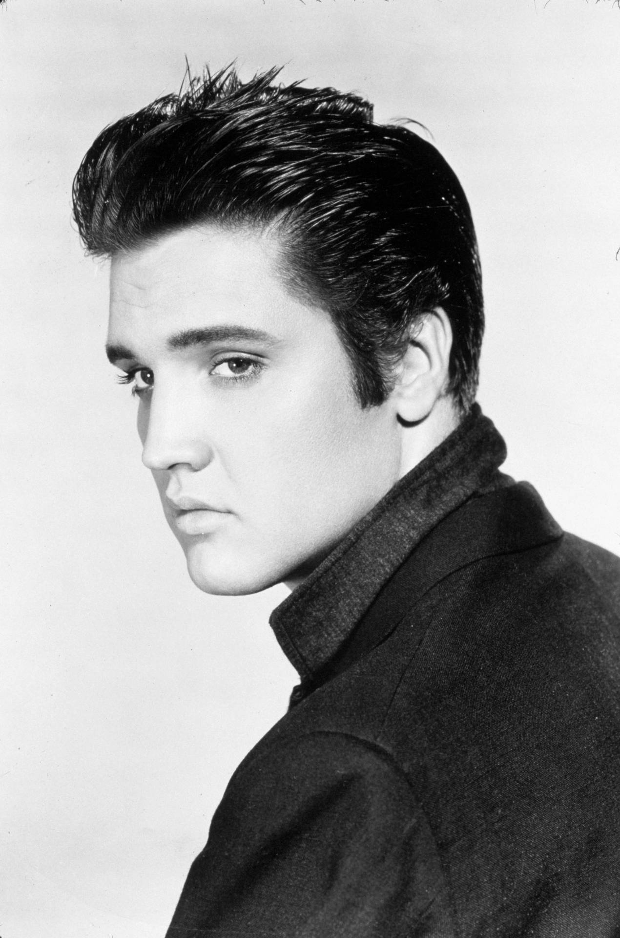 Black And White Portrait Young Elvis Presley Background