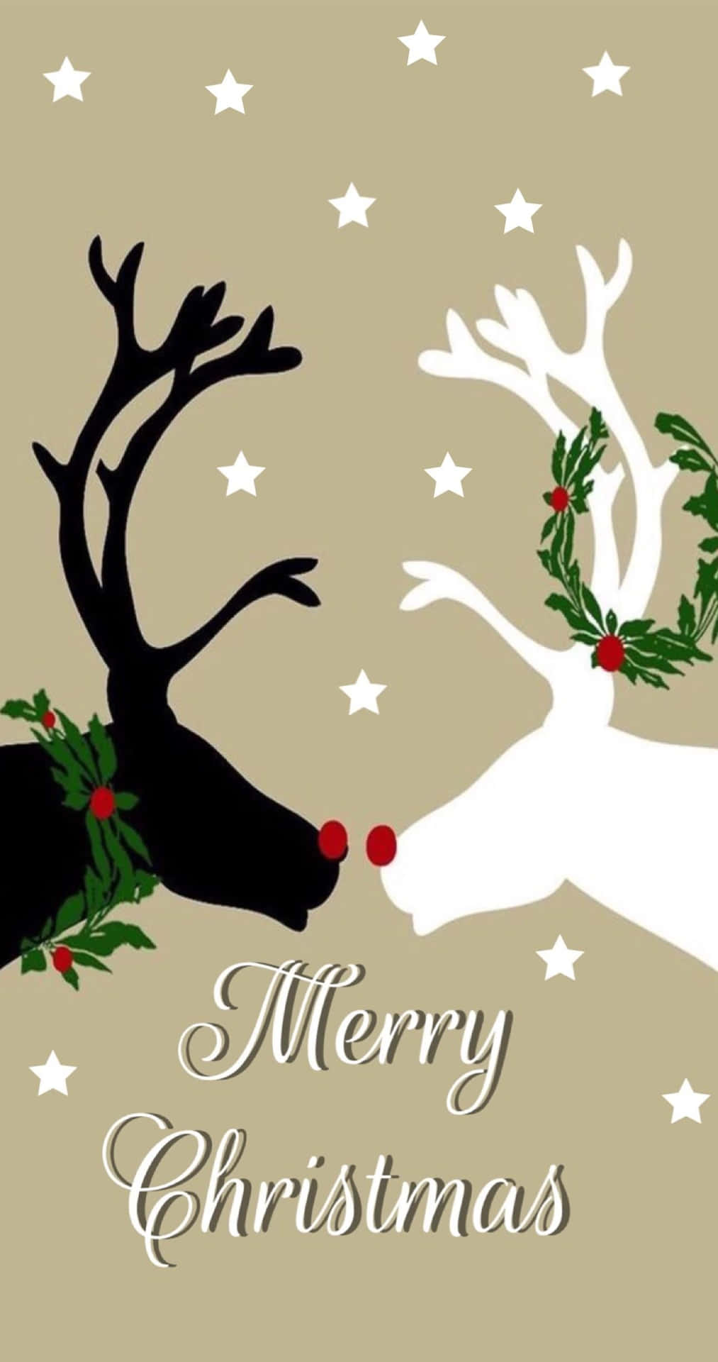 Black And White Reindeer Simple Aesthetic Cute Christmas