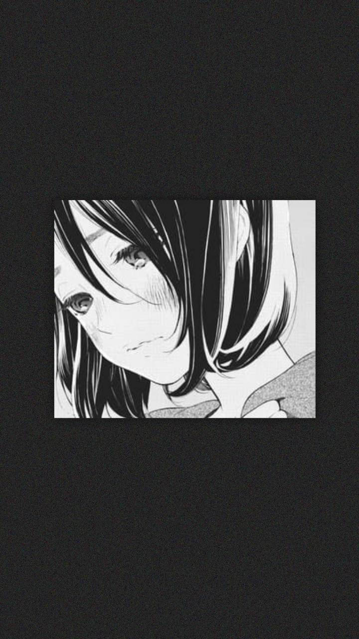 Black And White Sad Aesthetic Anime Girl Background