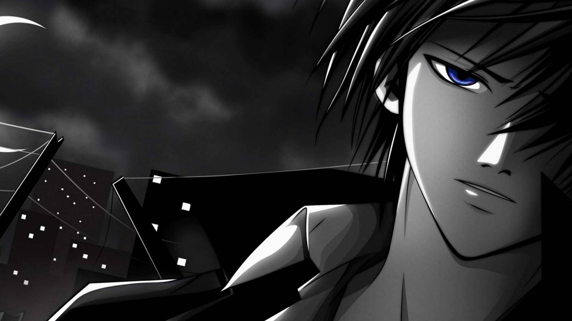 Black And White Sad Anime 4k Man Background