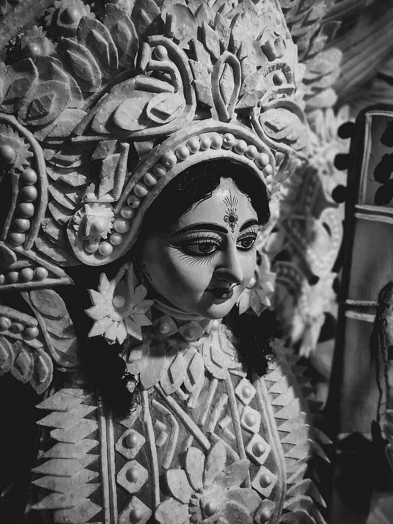 Black And White Saraswati Statue