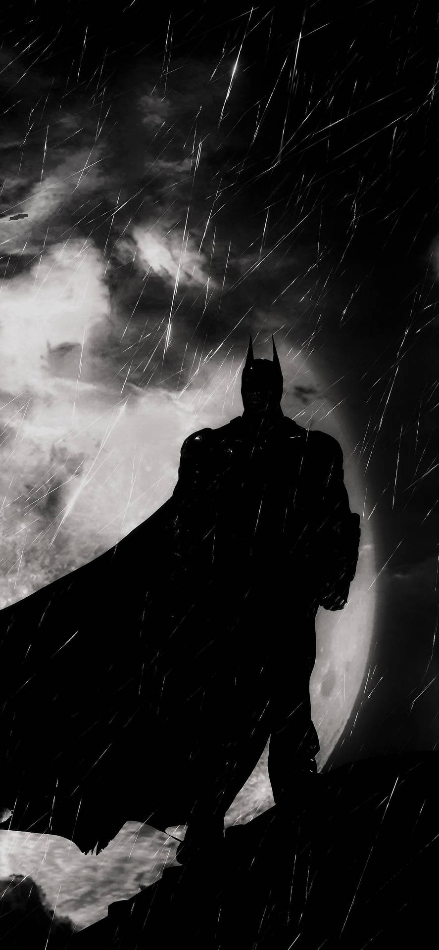 Black And White Silhouette Of Batman Arkham Knight Iphone Background