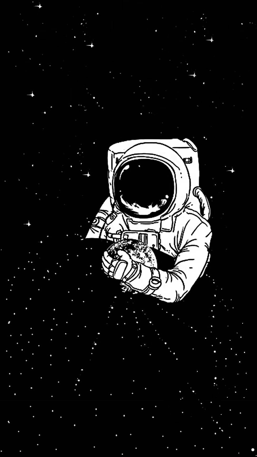 Black And White Sketch Astronaut Art Background