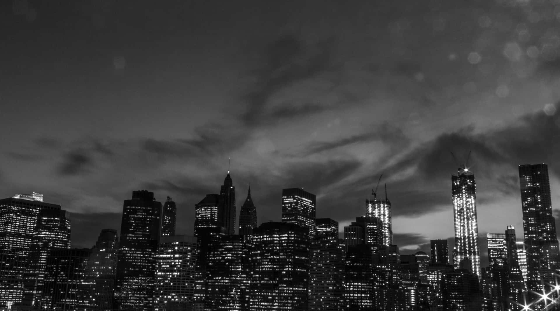 Black And White Sky With Dark City 4k Background