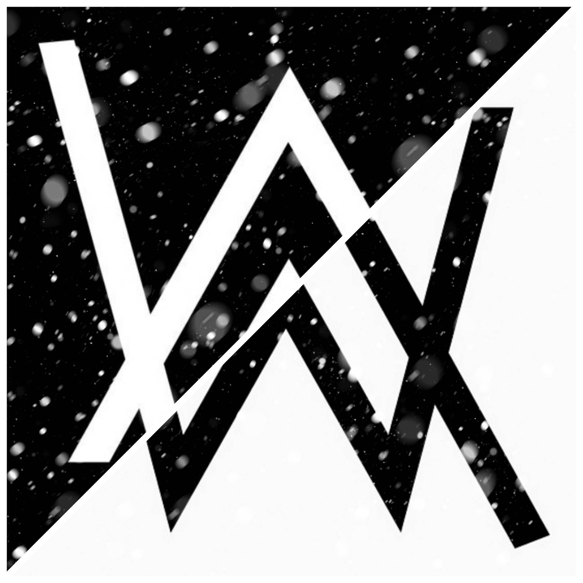 Black And White Snowy Alan Walker Logo Background