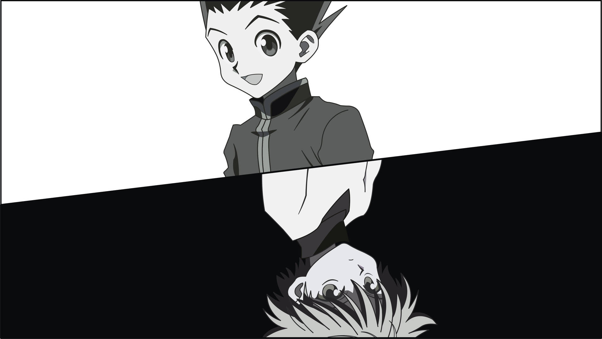 Black And White Split Gon And Killua