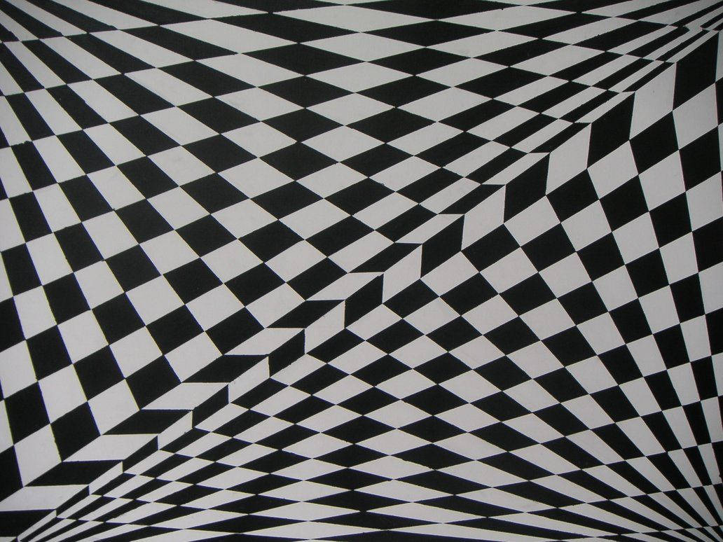 Black And White Squares Checkered Optical Illusion Background