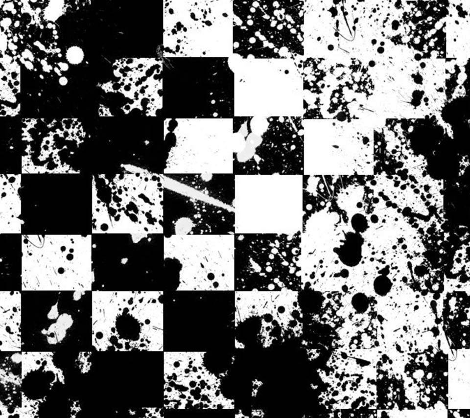 Black And White Squares With Paint Splatter Background