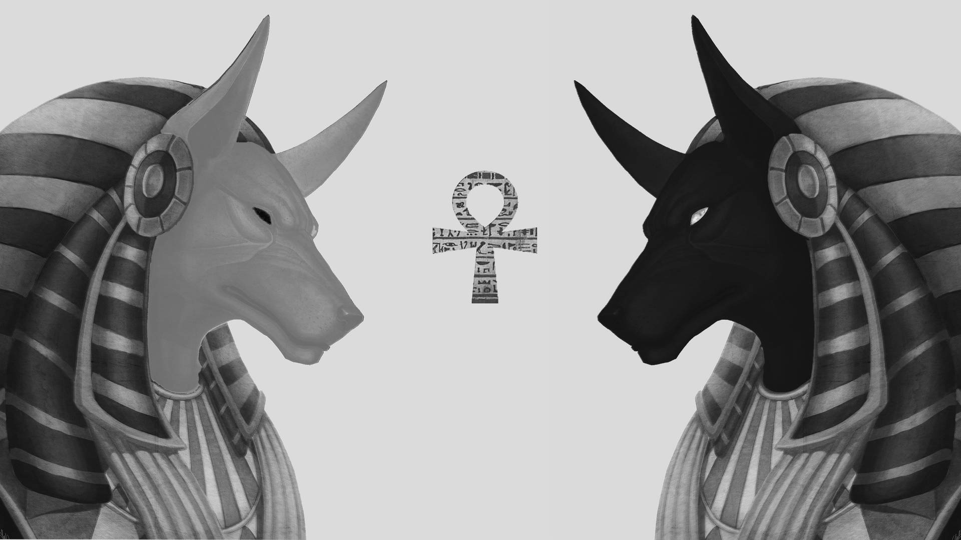 Black And White Statues 4k Anubis Background
