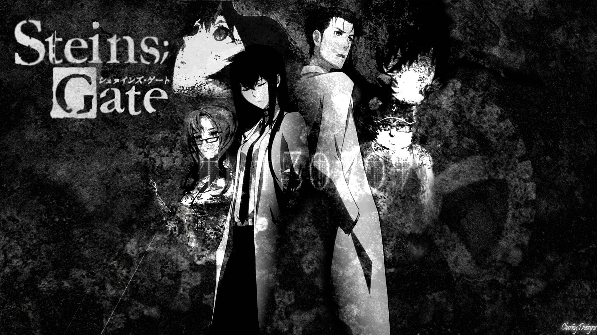 Black And White Steins Gate Poster Background