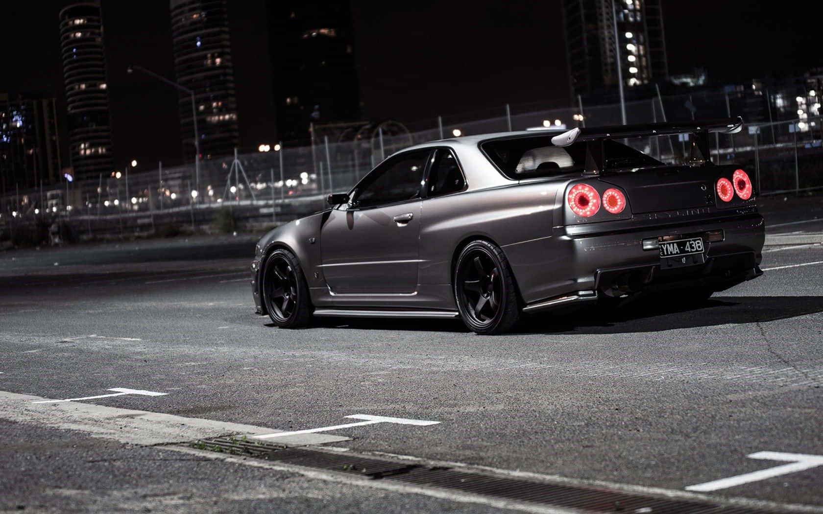 Black And White Street Racing Car Background