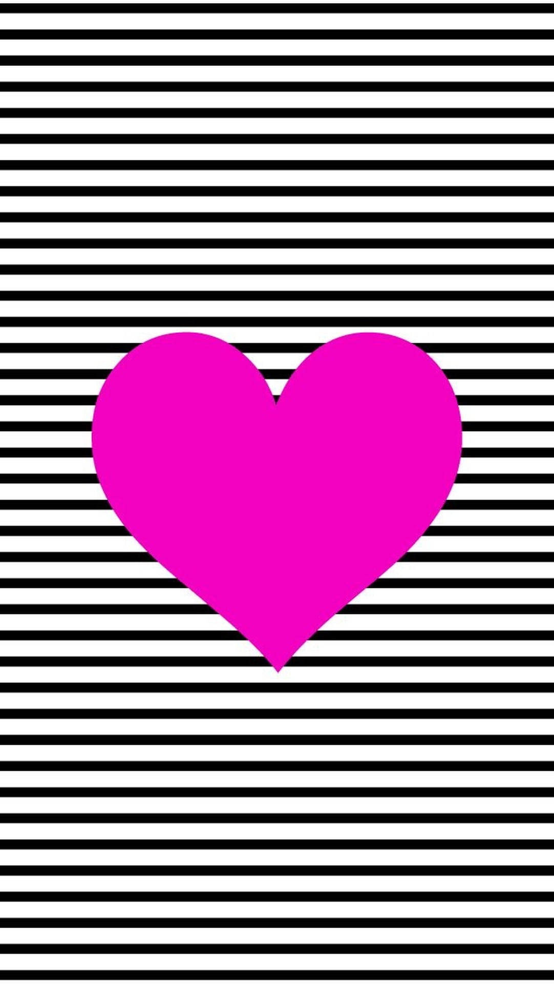 Black And White Stripe Pink Heart Background